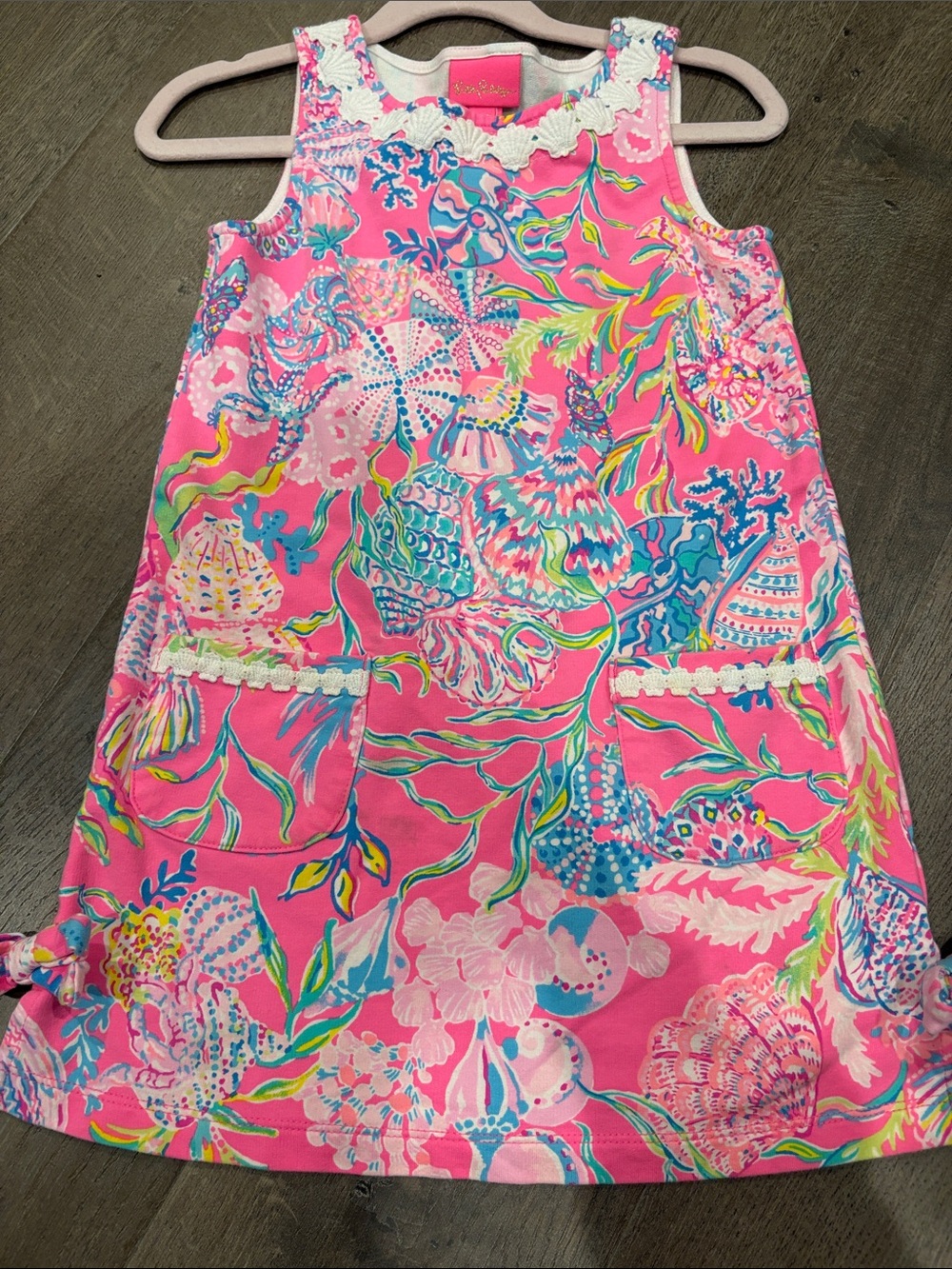 Lilly Pulitzer Girls Pink Multicolor Shell-Print Shift Dress
